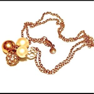 J. Crew layering necklace with gold, pearl, and crystal beads